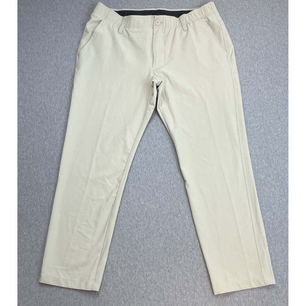 Under Armour Pants Mens 36 x 30 Beige Performance Stretch Chino Flat Front Golf